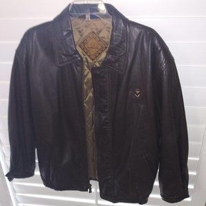Men's-M 100% leather bomber jacket brown 8/10